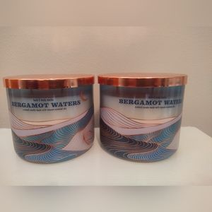 Bath and Body Works 3 Wick Candles Bergamot Waters